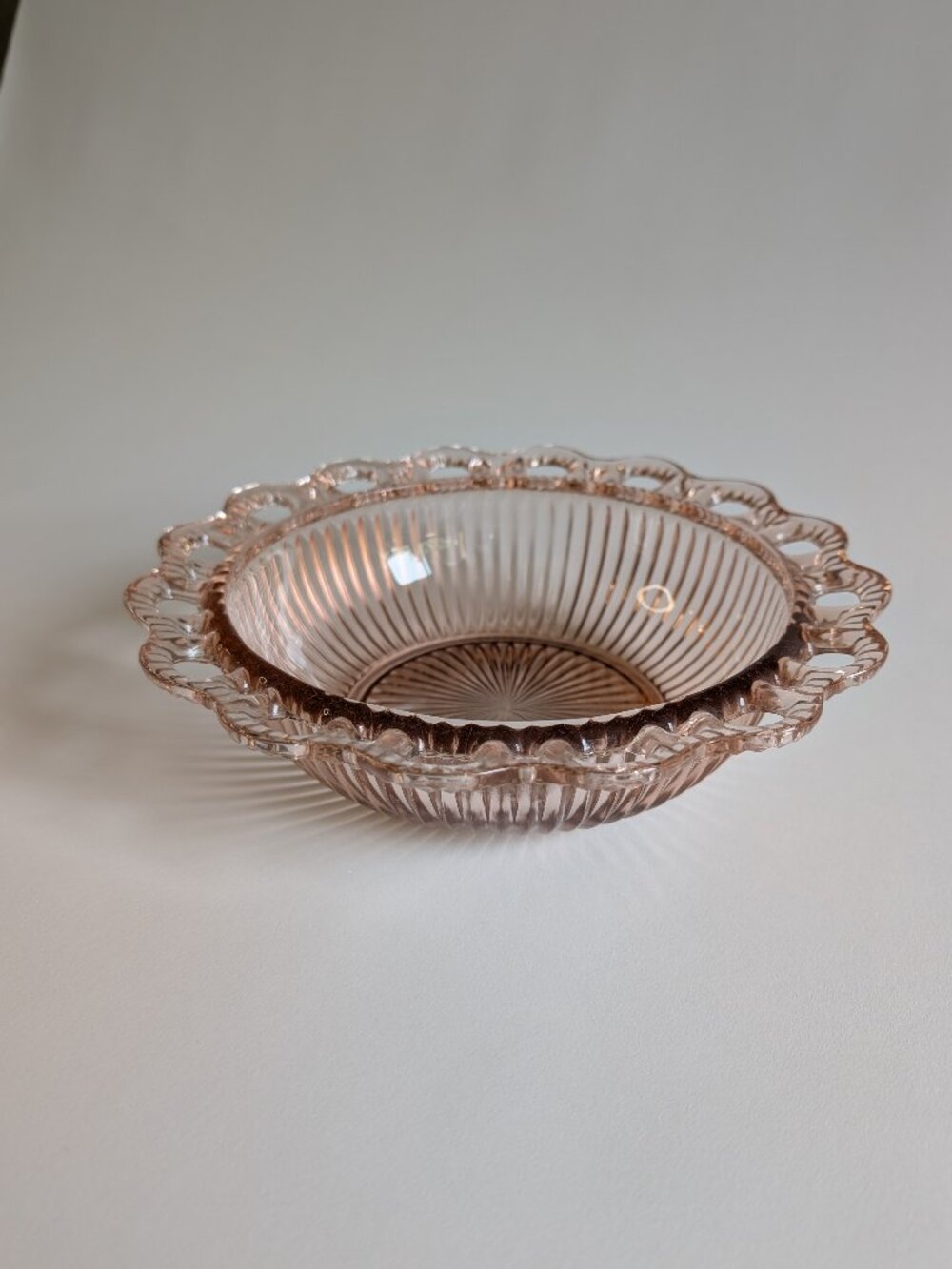 Anchor Hocking Old Colony Open Lace Pink Depression Glass 9.5" Serving Bowl